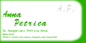 anna petrica business card